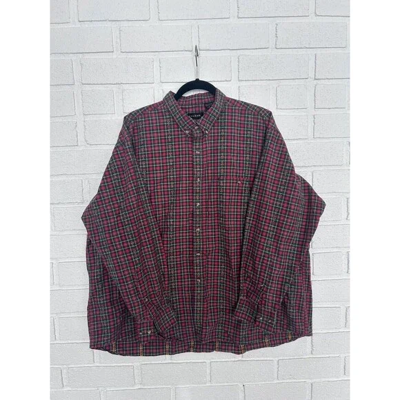 Vintage Casbah Button Up Shirt Long Sleeve Mens XL Red Green Plaid Rare - Picture 2 of 8